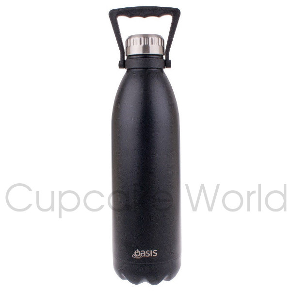 OASIS 1.5L S/S MATT BLACK DOUBLE WALL INSULATED DRINK BOTTLE - Click Image to Close